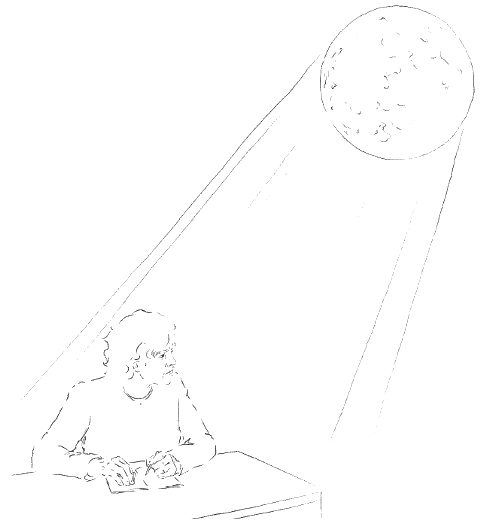 Poète écrivant à la lumière de la lune