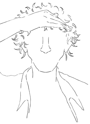 Main au dessus des yeux